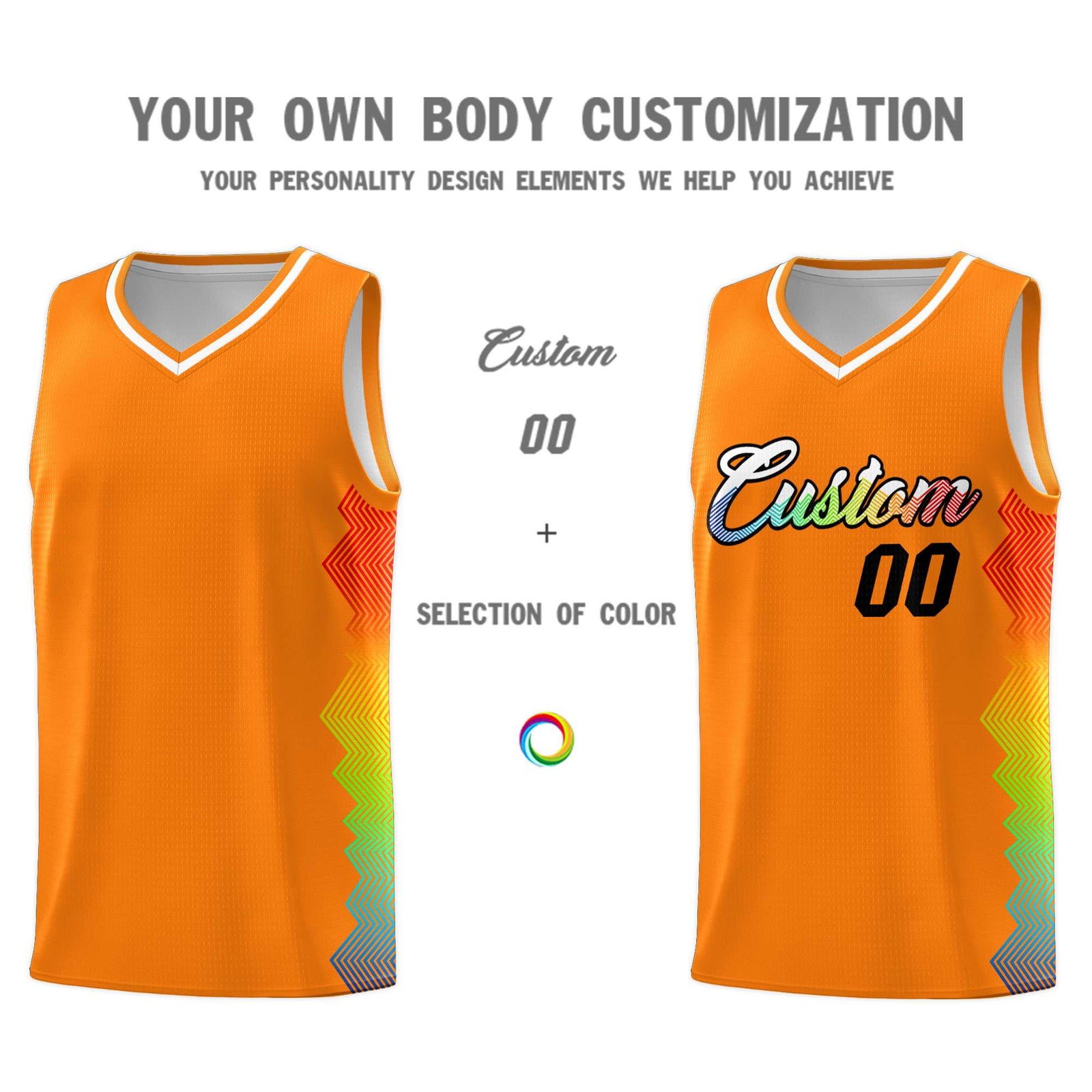 Custom Texas Orange Denver Nuggets Rainbow Side Sports Uniform Basketball Jersey