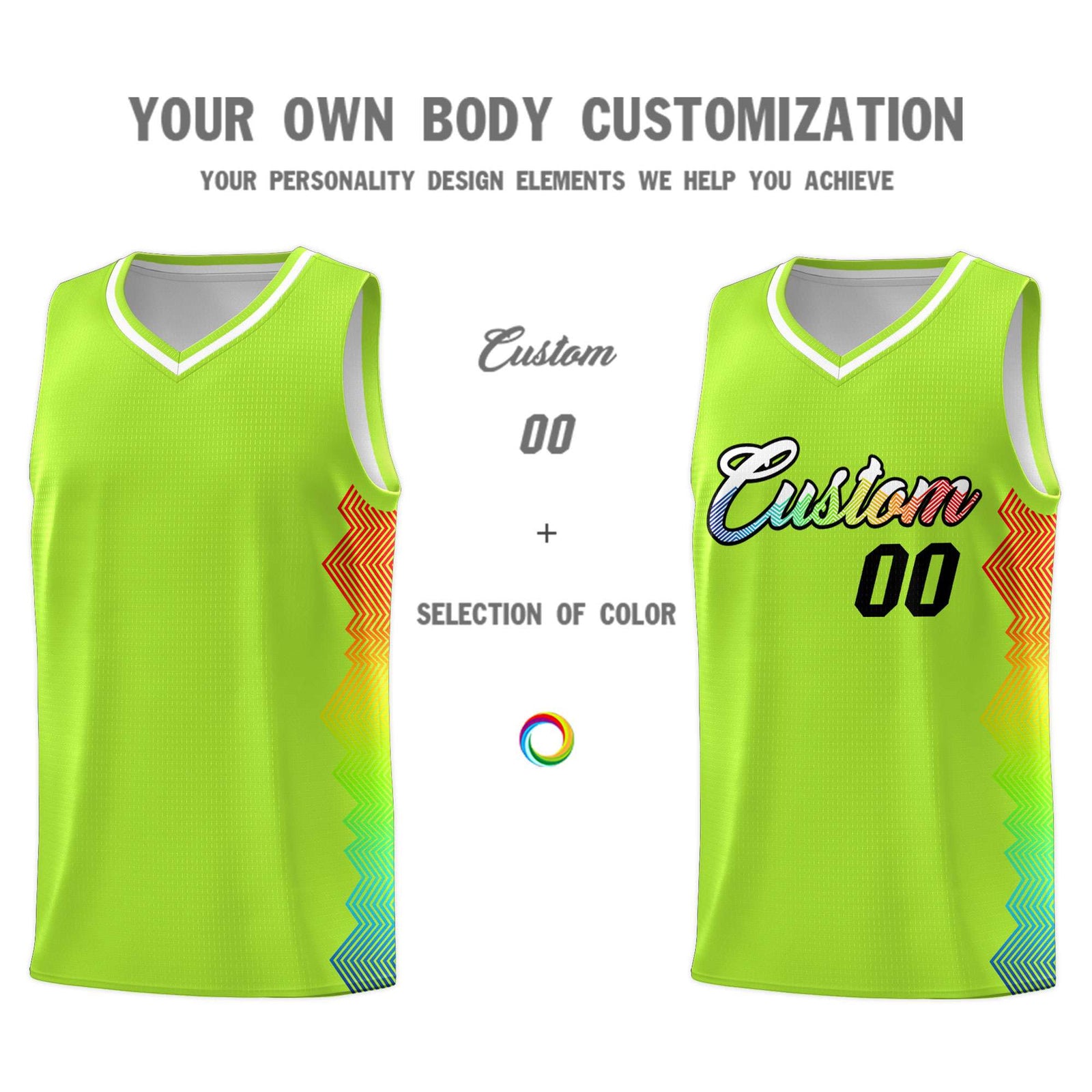 Custom Green Denver Nuggets Rainbow Side Sports Uniform Basketball Jersey