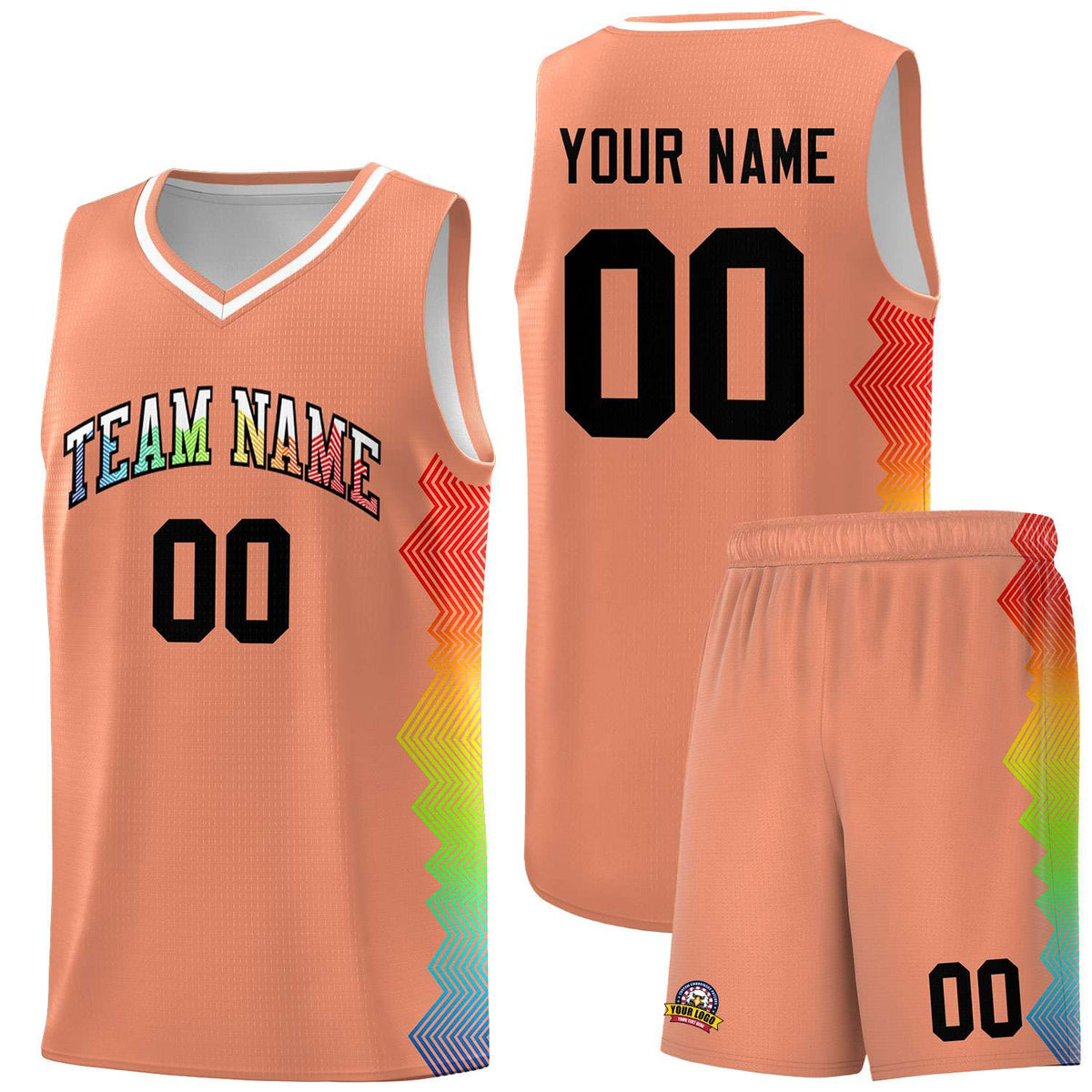 Custom Orange Denver Nuggets Rainbow Side Sports Uniform Basketball Jersey