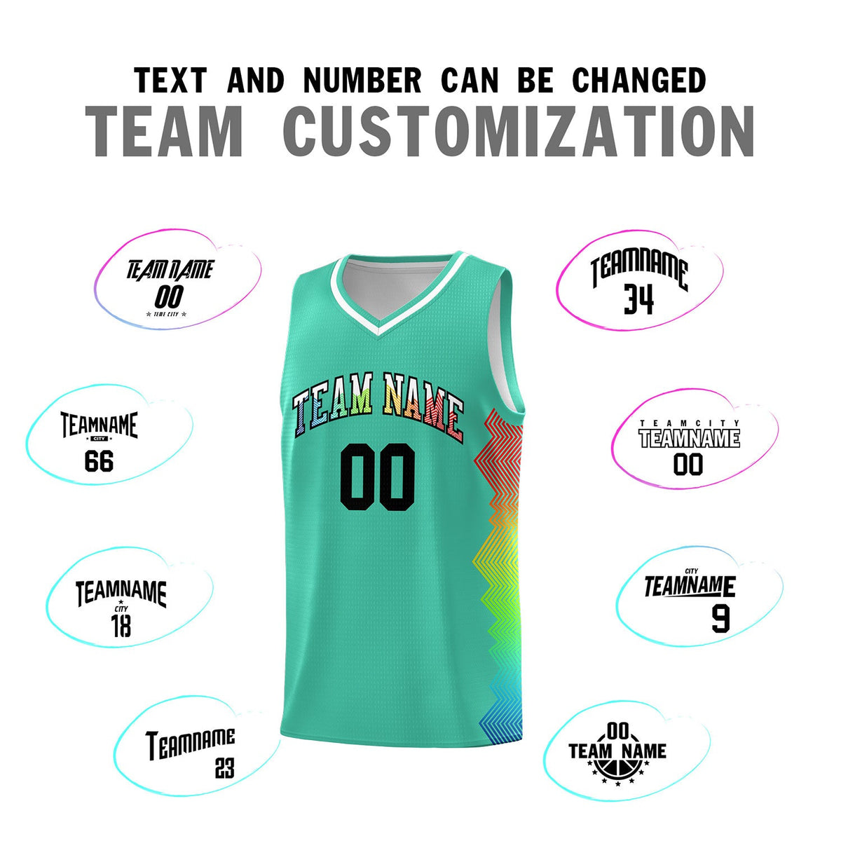 Custom Bright Green Denver Nuggets Rainbow Side Sports Uniform Basketball Jersey