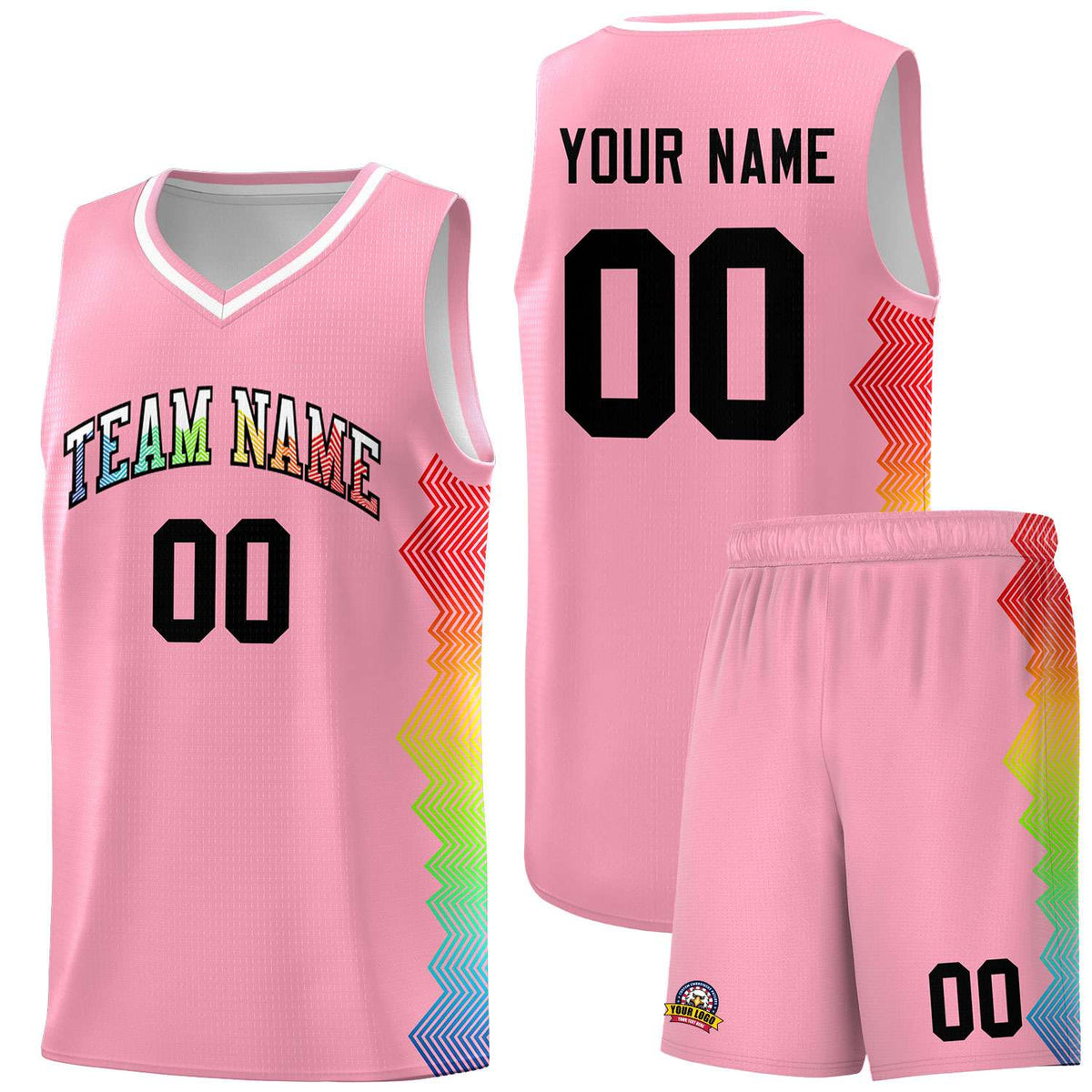 Custom Orange Denver Nuggets Rainbow Side Sports Uniform Basketball Jersey