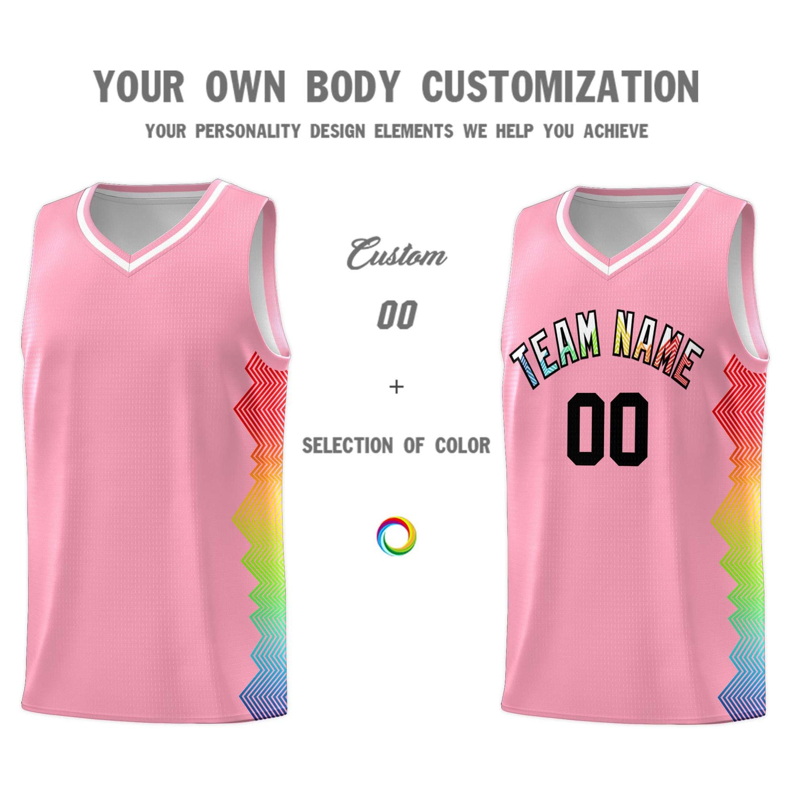 Custom Orange Denver Nuggets Rainbow Side Sports Uniform Basketball Jersey