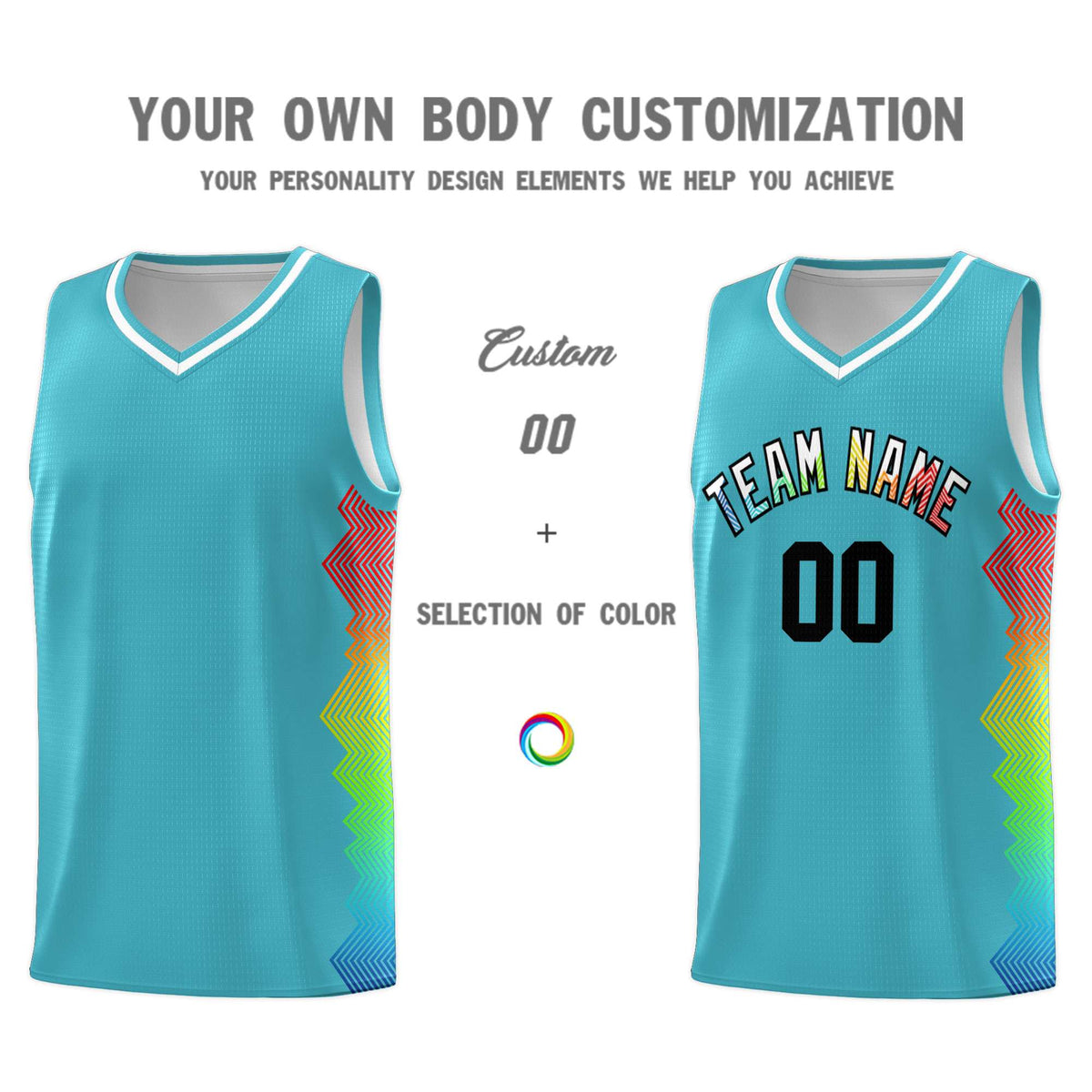 Custom Sky Blue Denver Nuggets Rainbow Side Sports Uniform Basketball Jersey