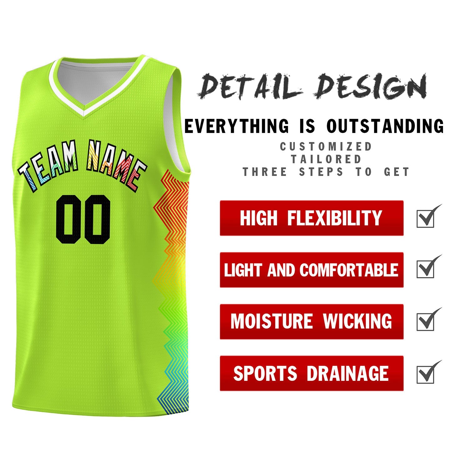 Custom Green Denver Nuggets Rainbow Side Sports Uniform Basketball Jersey