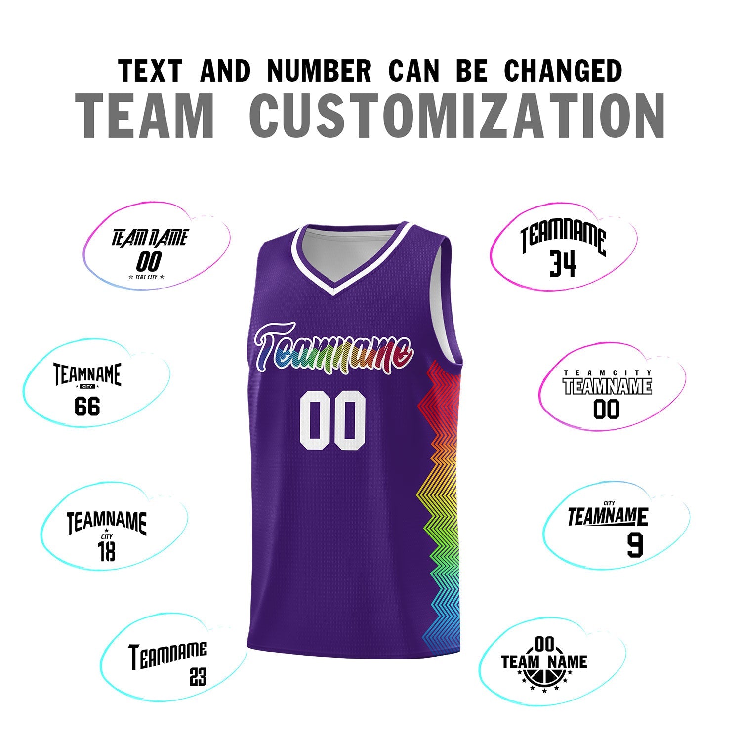 Custom Purple Denver Nuggets Rainbow Side Sports Uniform Basketball Jersey