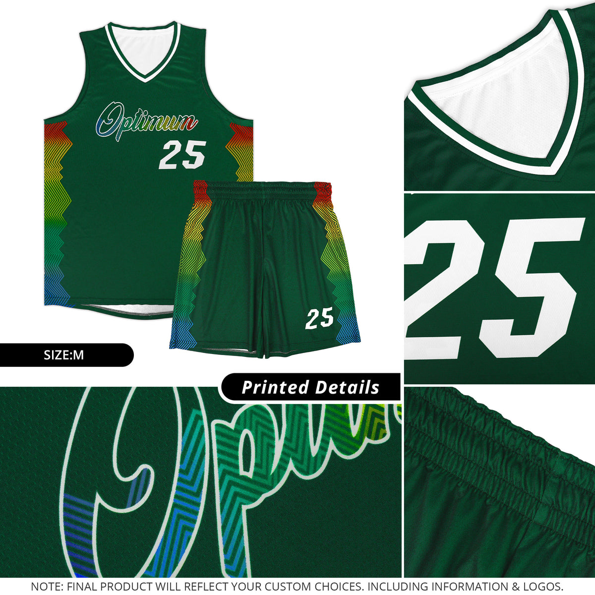 Custom Hunter Green Denver Nuggets Rainbow Side Sports Uniform Basketball Jersey