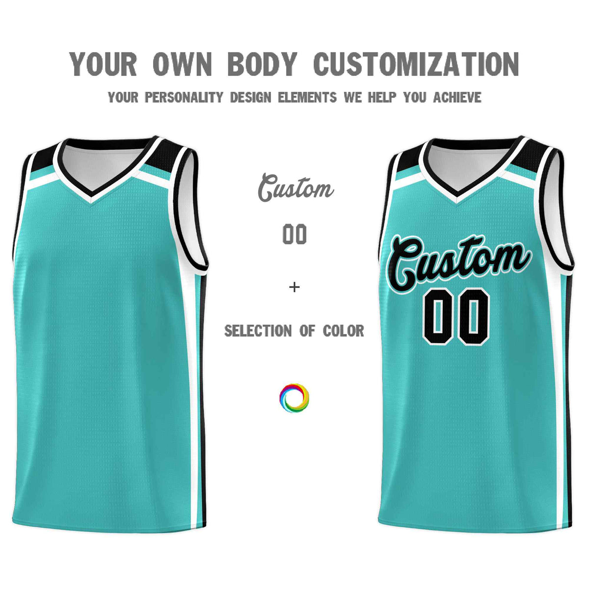 Custom Teal White Black Trendy Color Charge Series Sports Uniform Basketball Jersey| KXKSHOP