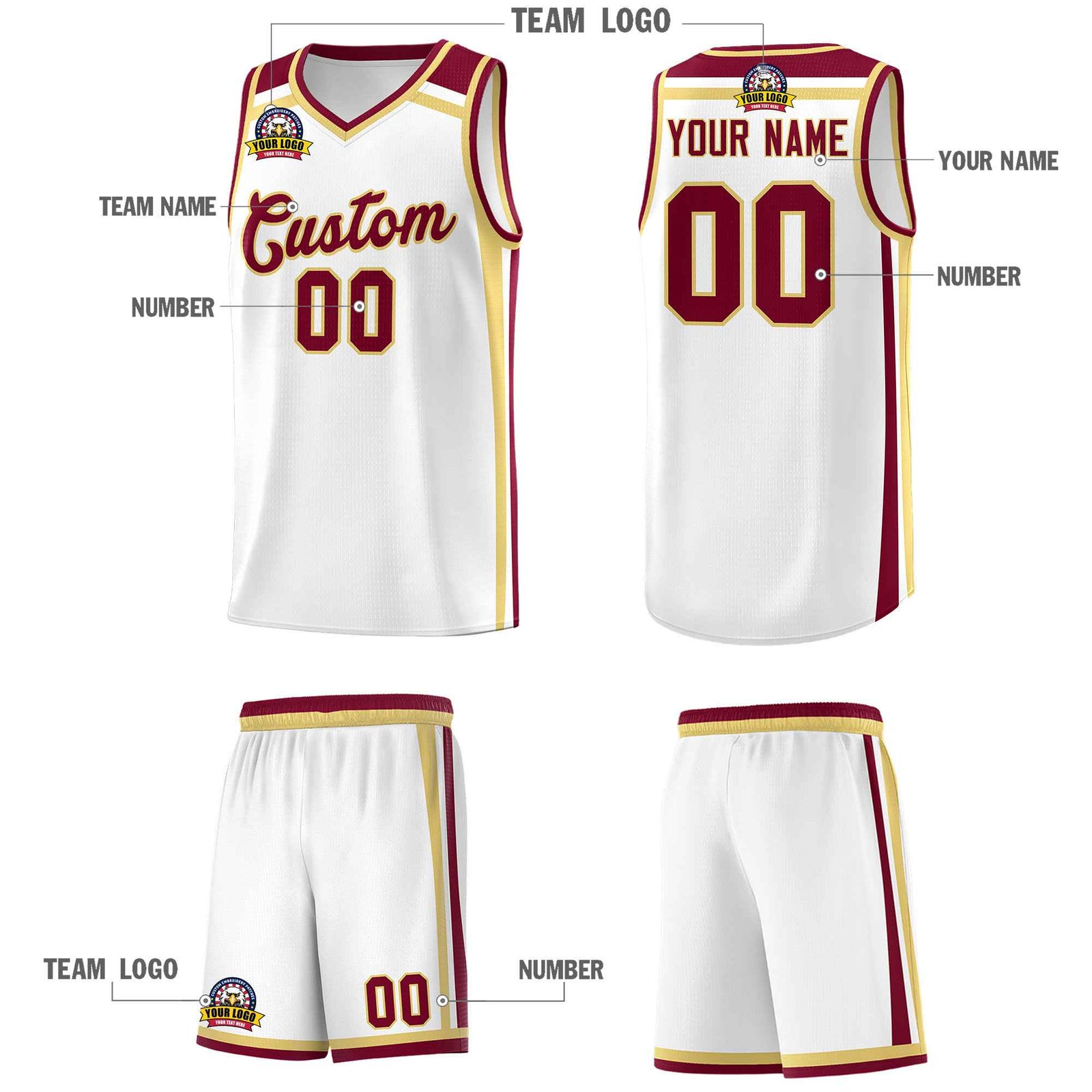 Custom White Khaki Crimson Trendy Color Charge Series Sports Uniform Basketball Jersey| KXKSHOP