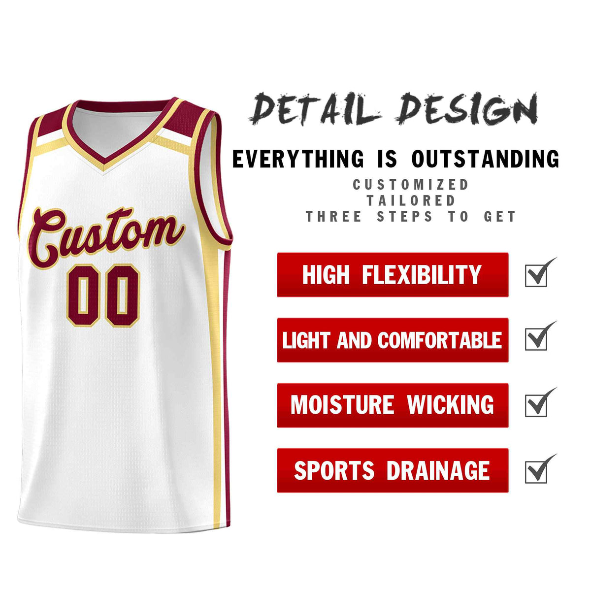 Custom White Khaki Crimson Trendy Color Charge Series Sports Uniform Basketball Jersey| KXKSHOP