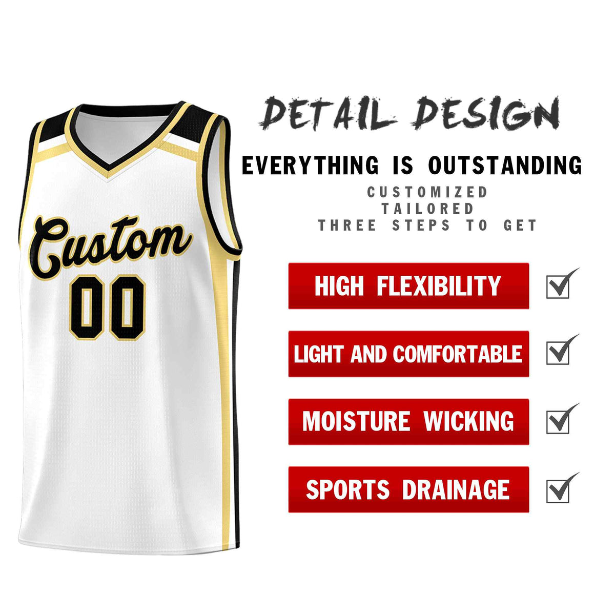 Custom White Khaki Black Trendy Color Charge Series Sports Uniform Basketball Jersey| KXKSHOP