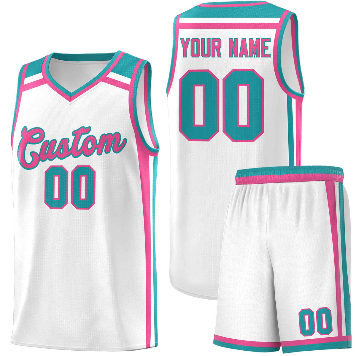 Custom White Pink Aqua Trendy Color Charge Series Sports Uniform Basketball Jersey| KXKSHOP