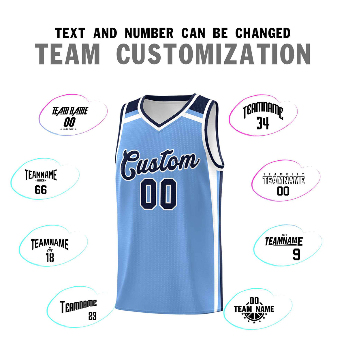 Custom Light Blue Navy White Trendy Color Charge Series Sports Uniform Basketball Jersey| KXKSHOP