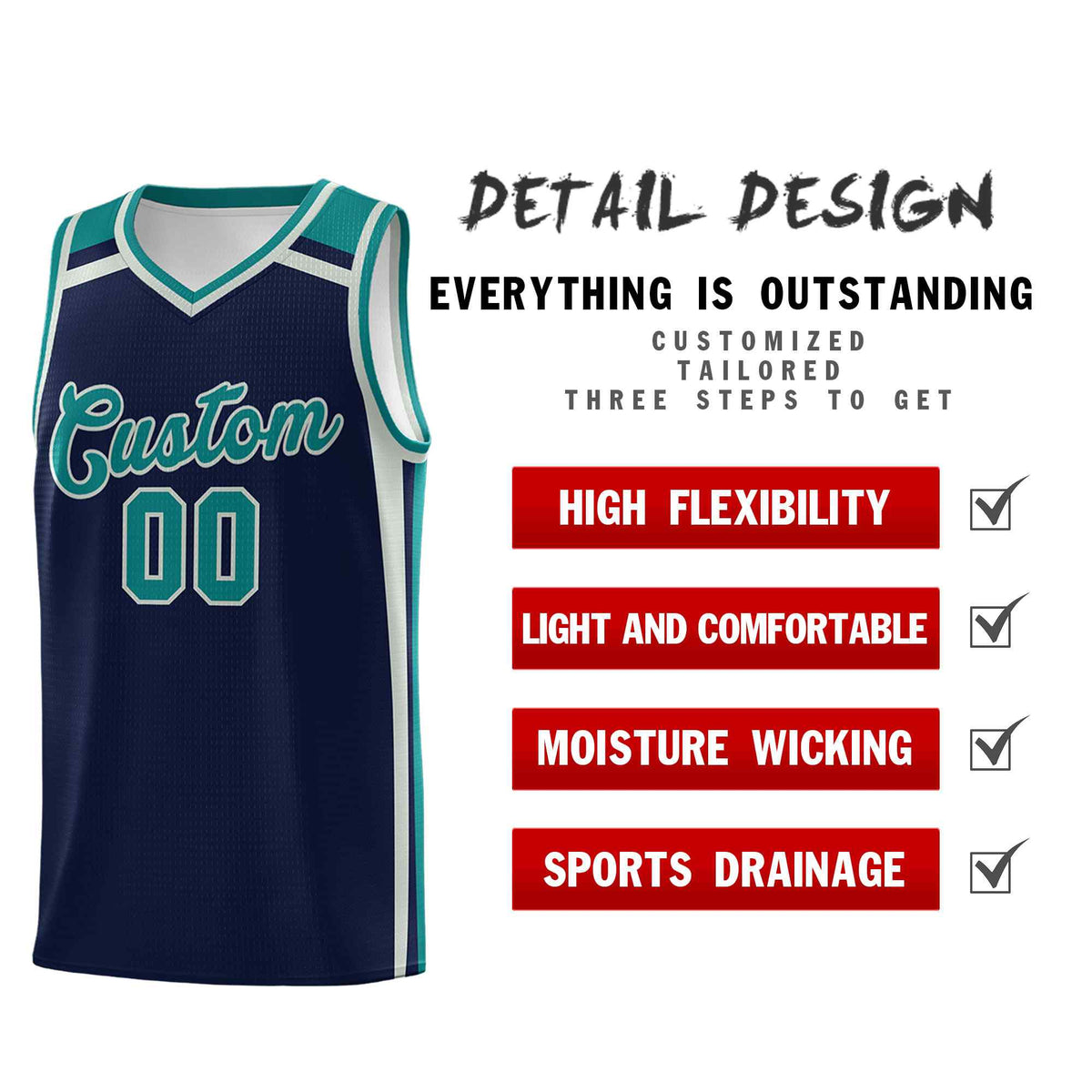 Custom Navy Gray Teal Trendy Color Charge Series Sports Uniform Basketball Jersey| KXKSHOP