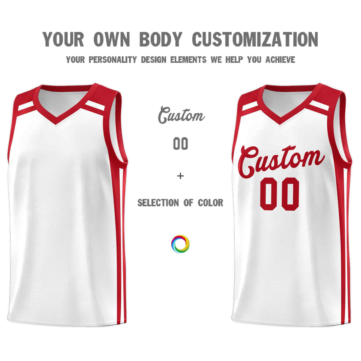 Custom White Red  Trendy Color Charge Series Sports Uniform Basketball Jersey| KXKSHOP