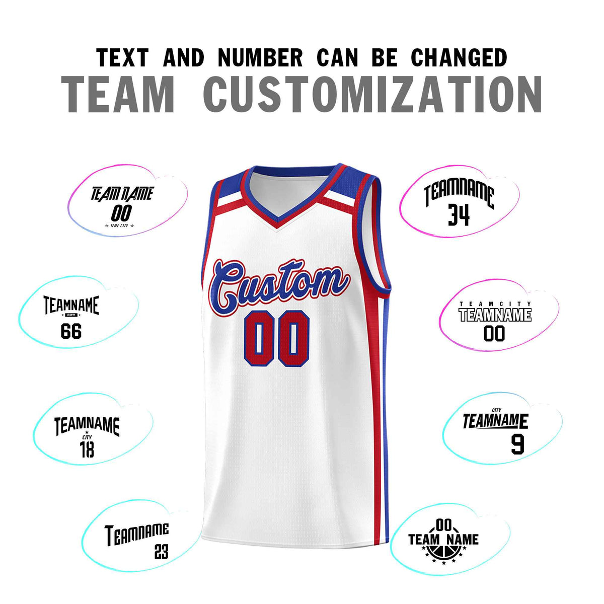 Custom White Royal Blue Red Trendy Color Charge Series Sports Uniform Basketball Jersey| KXKSHOP