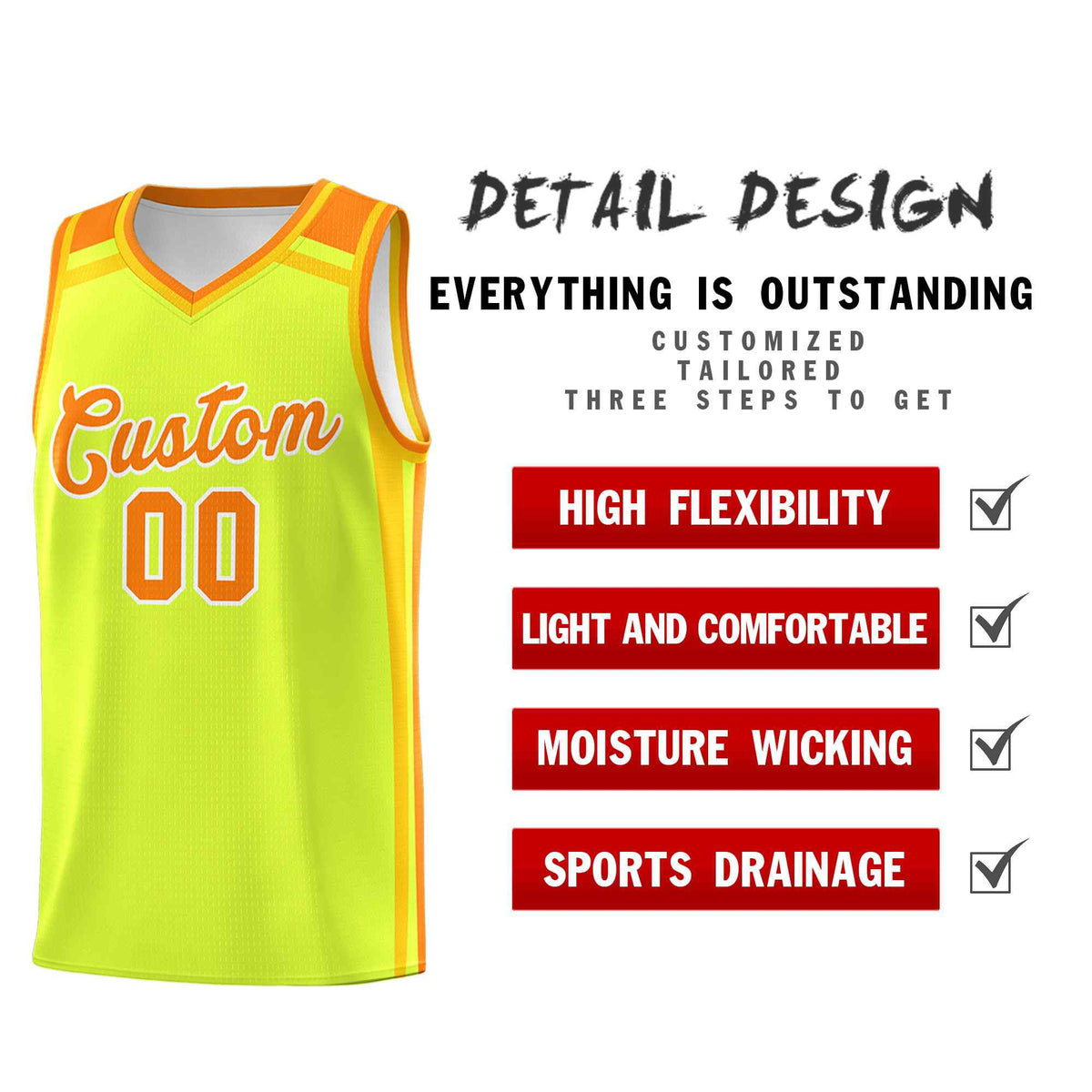 Custom Fluorescent Green Yellow Orange Trendy Color Charge Series Sports Uniform Basketball Jersey| KXKSHOP
