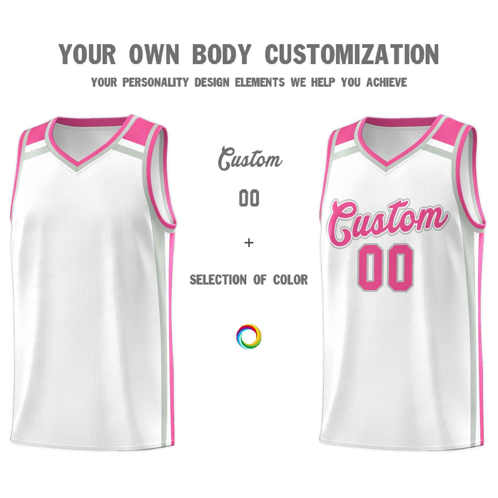 Custom White Gray Pink Trendy Color Charge Series Sports Uniform Basketball Jersey| KXKSHOP