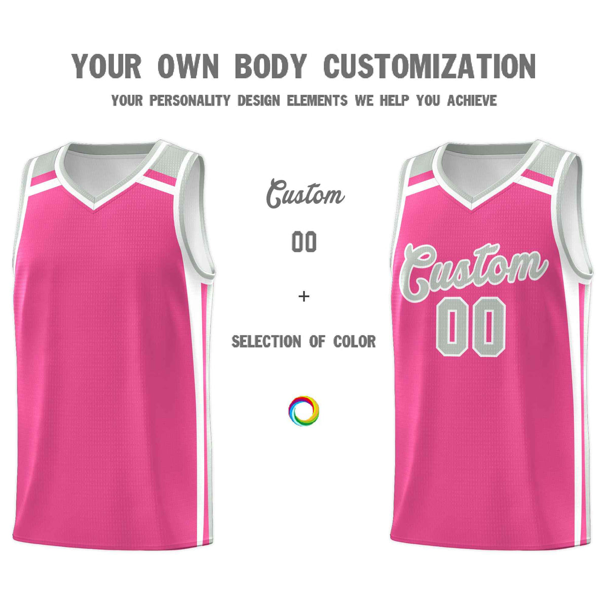 Custom Pink White Gray Trendy Color Charge Series Sports Uniform Basketball Jersey| KXKSHOP