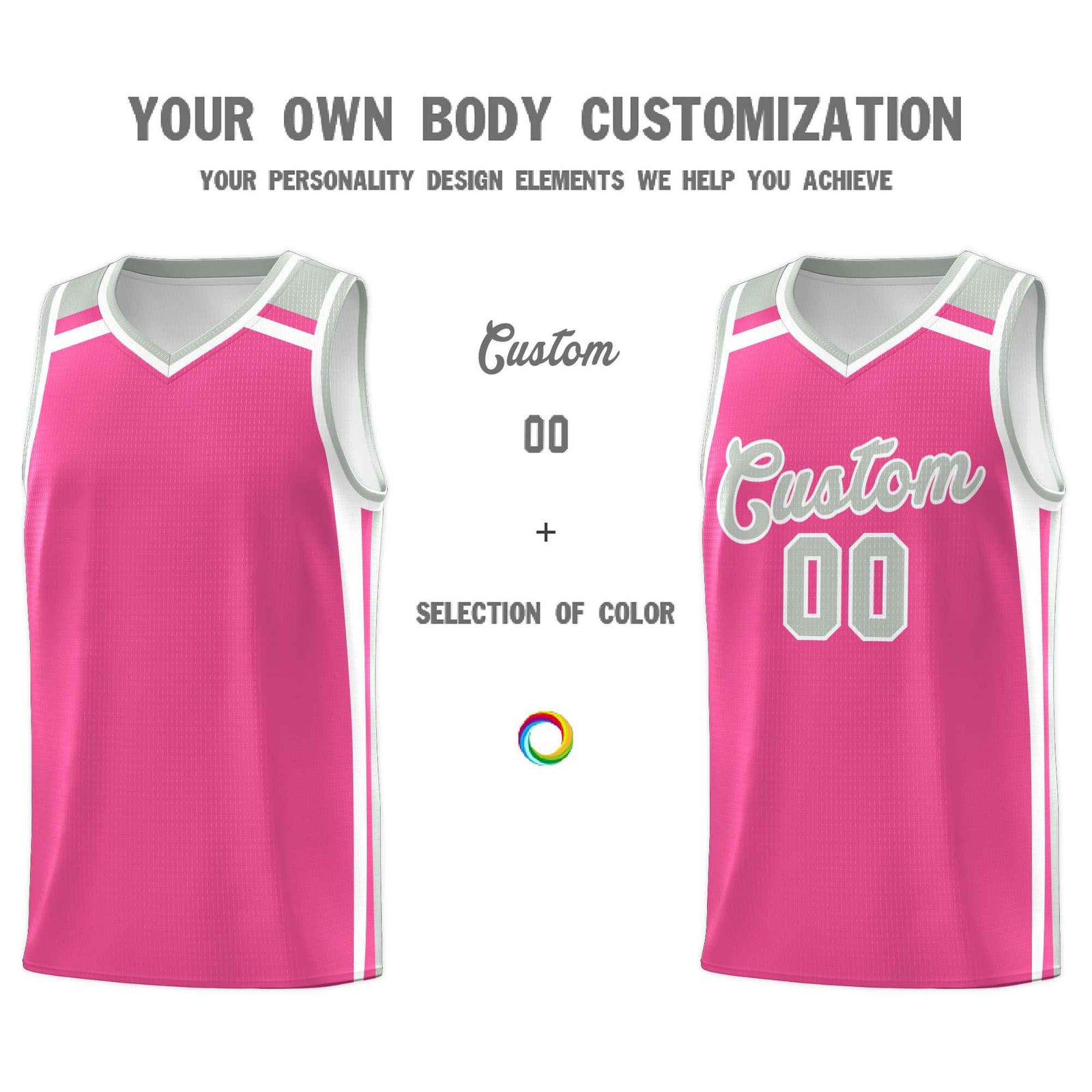 Custom Pink White Gray Trendy Color Charge Series Sports Uniform Basketball Jersey| KXKSHOP