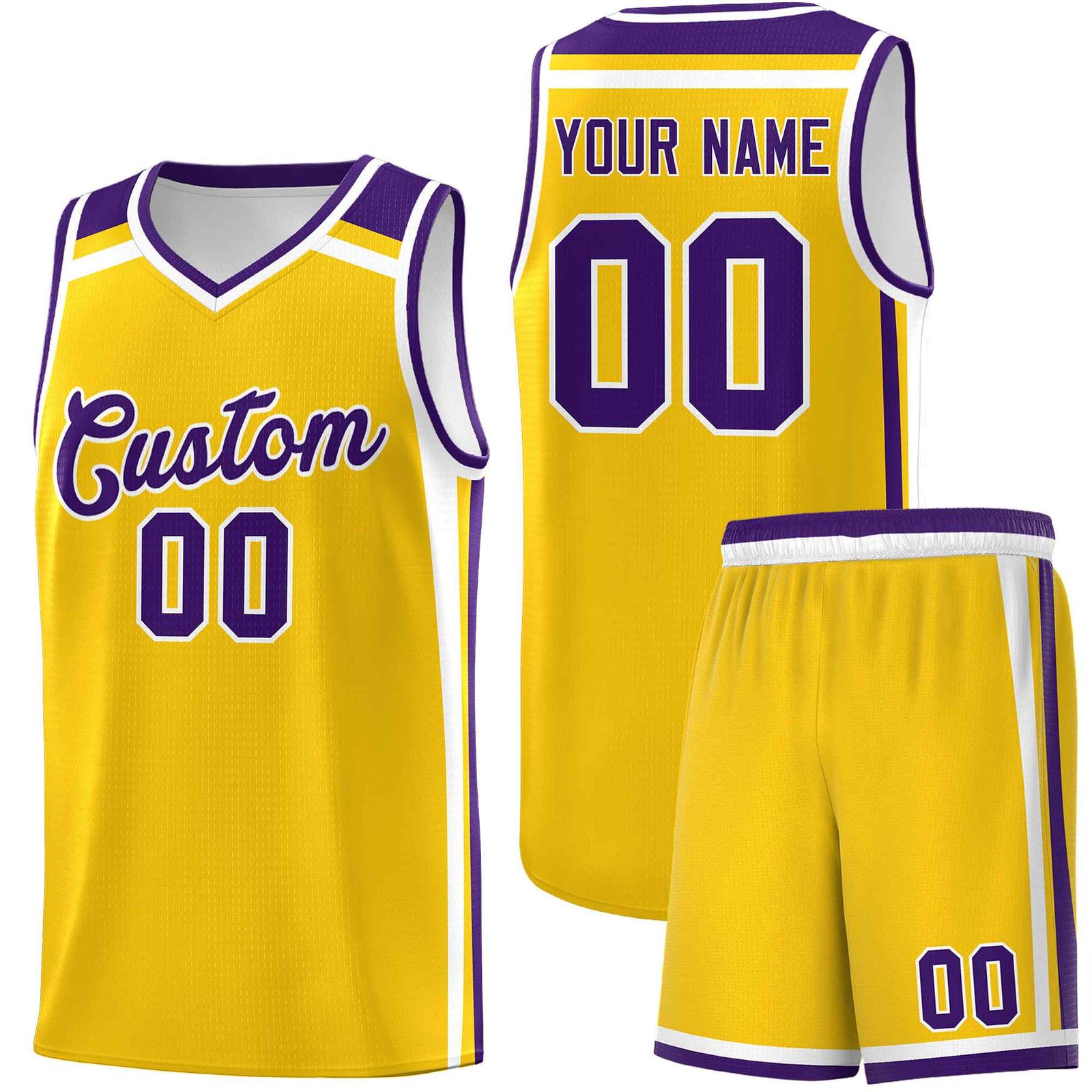 Custom Gold Purple White Trendy Color Charge Series Sports Uniform Basketball Jersey| KXKSHOP