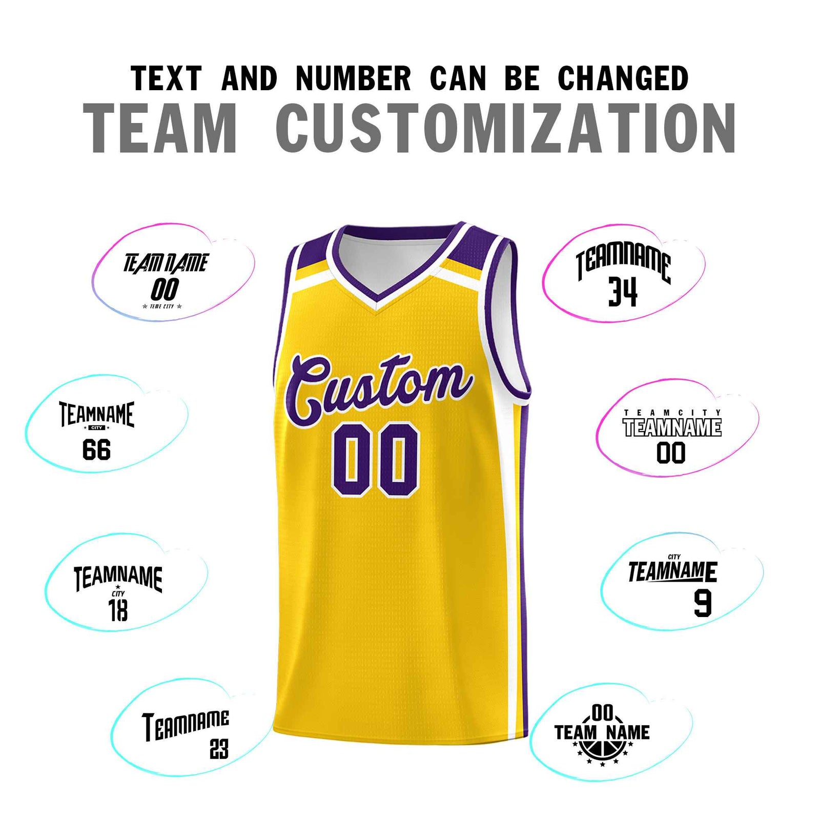Custom Gold Purple White Trendy Color Charge Series Sports Uniform Basketball Jersey| KXKSHOP