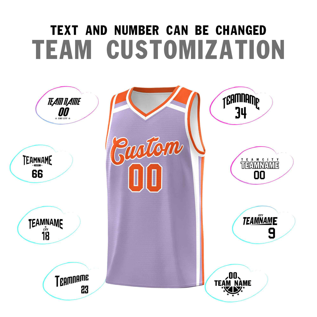 Custom Light Purple Orange White Trendy Color Charge Series Sports Uniform Basketball Jersey| KXKSHOP