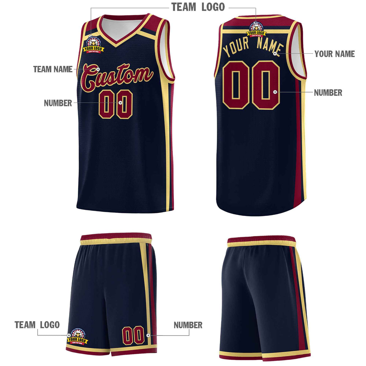 Custom Navy Khaki Crimson Trendy Color Charge Series Sports Uniform Basketball Jersey