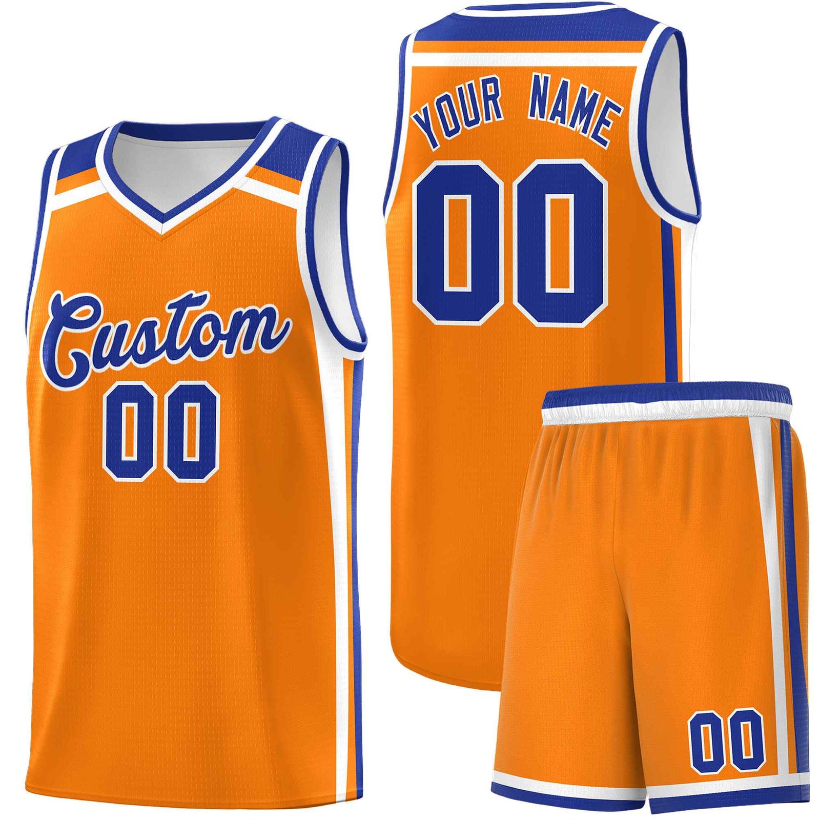 Custom Orange White Royal Blue Trendy Color Charge Series Sports Uniform Basketball Jersey
