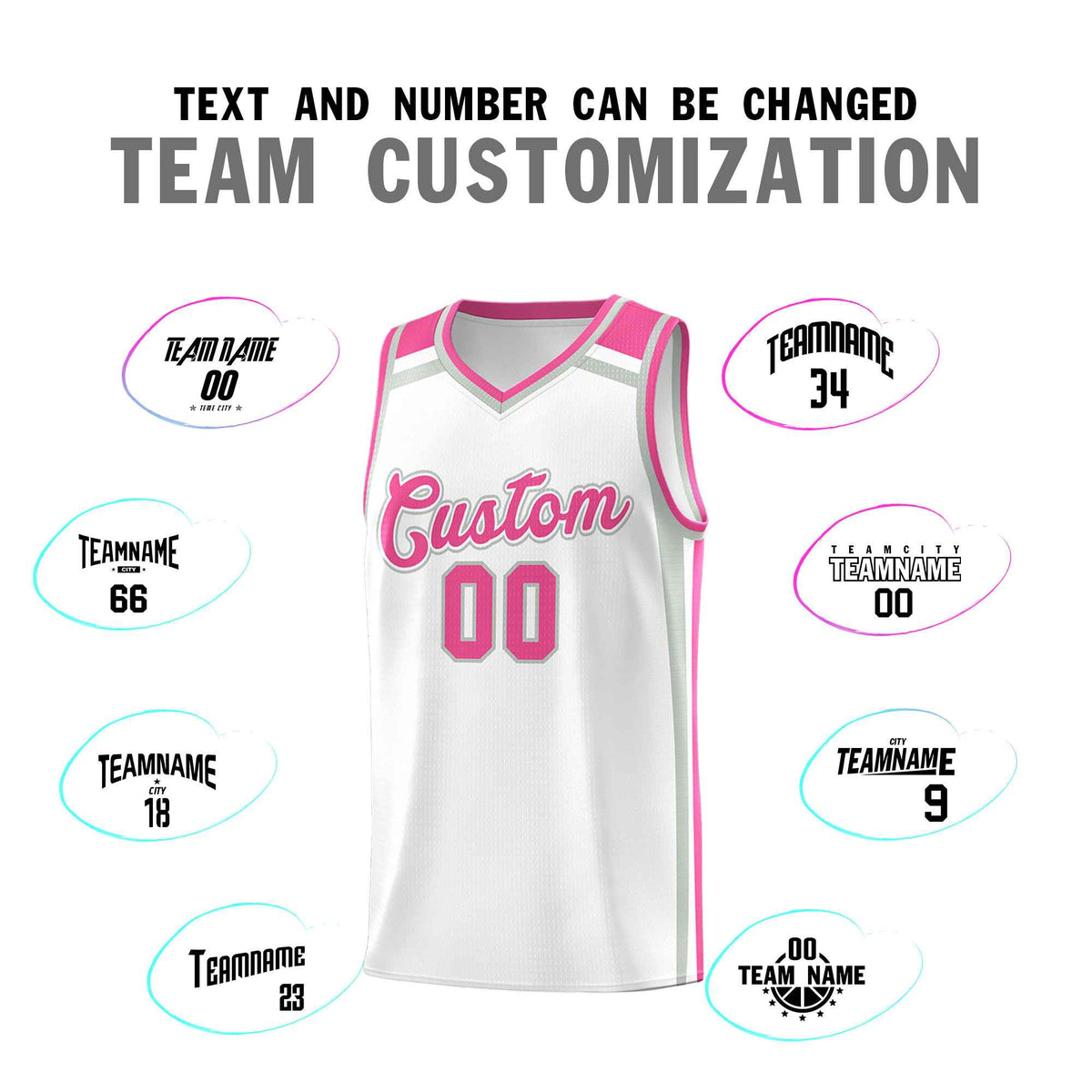Custom White Gray Pink Trendy Color Charge Series Sports Uniform Basketball Jersey