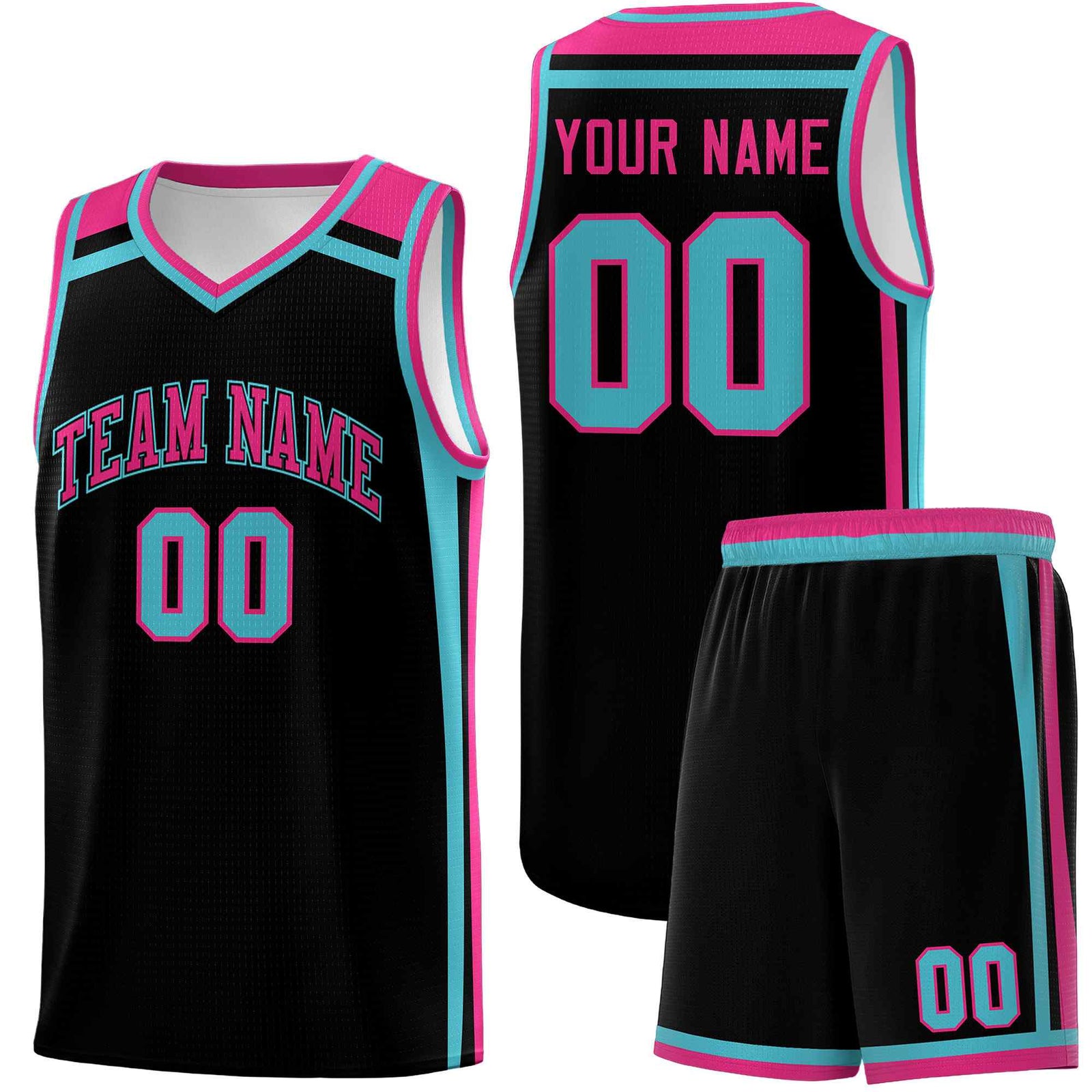 Custom Black Sky Blue Rose Red Trendy Color Charge Series Sports Uniform Basketball Jersey