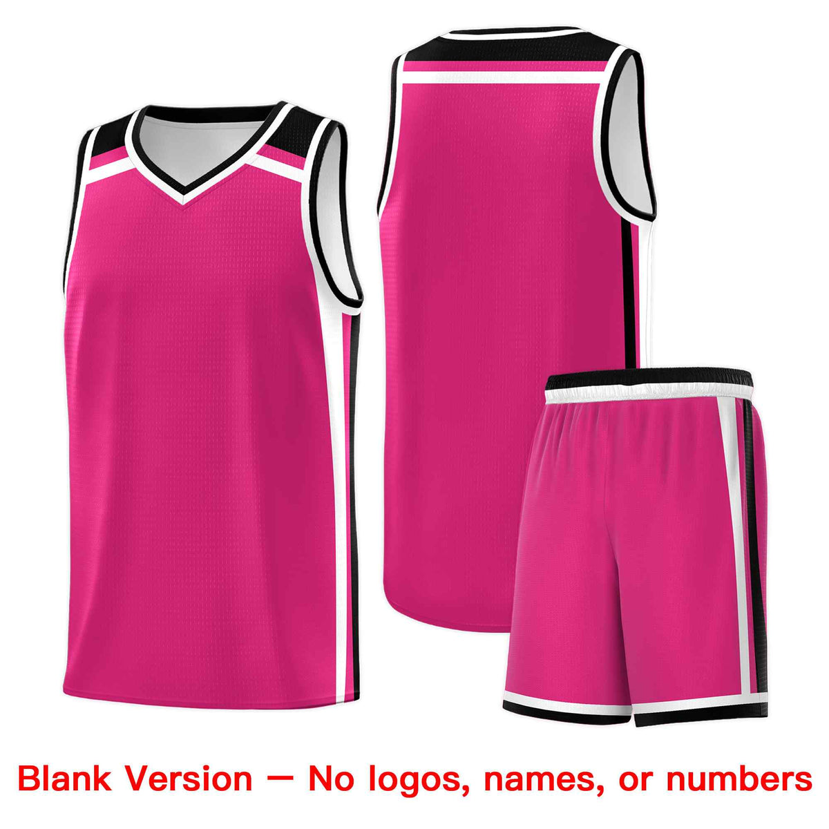 Custom Rose Red Black White Trendy Color Charge Series Sports Uniform Basketball Jersey