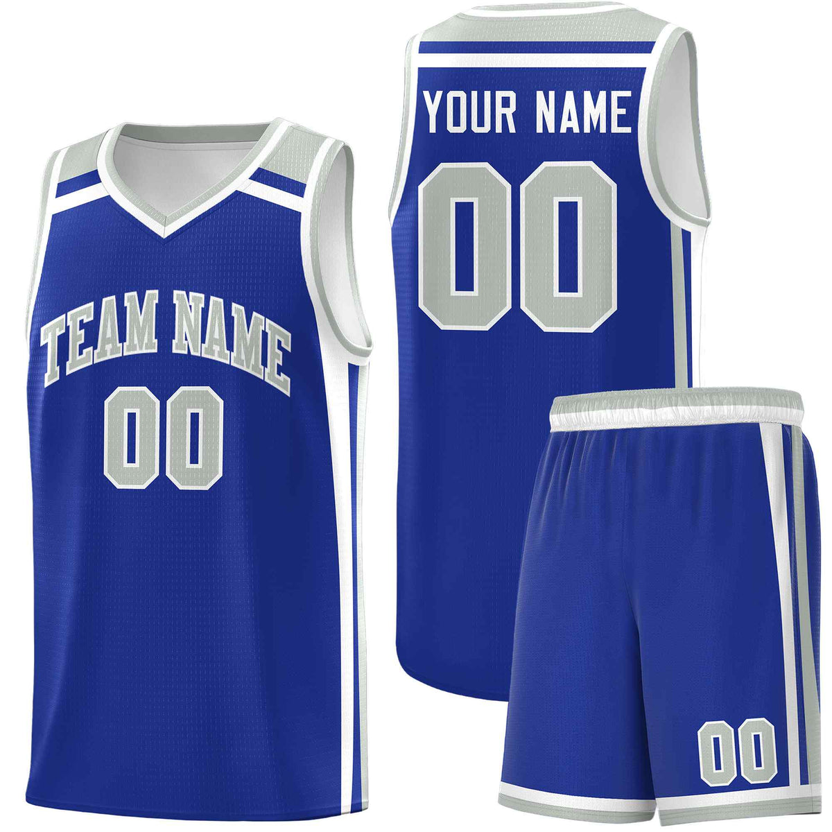 Custom Royal Blue White Gray Trendy Color Charge Series Sports Uniform Basketball Jersey