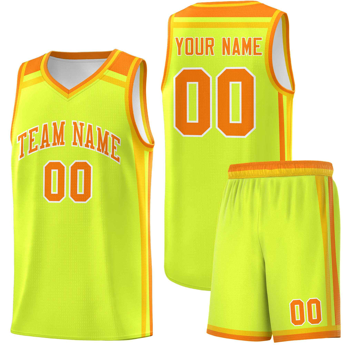 Custom Fluorescent Green Yellow Orange Trendy Color Charge Series Sports Uniform Basketball Jersey