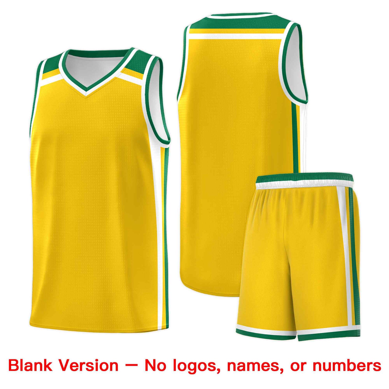 Custom Gold Kelly Green White Trendy Color Charge Series Sports Uniform Basketball Jersey
