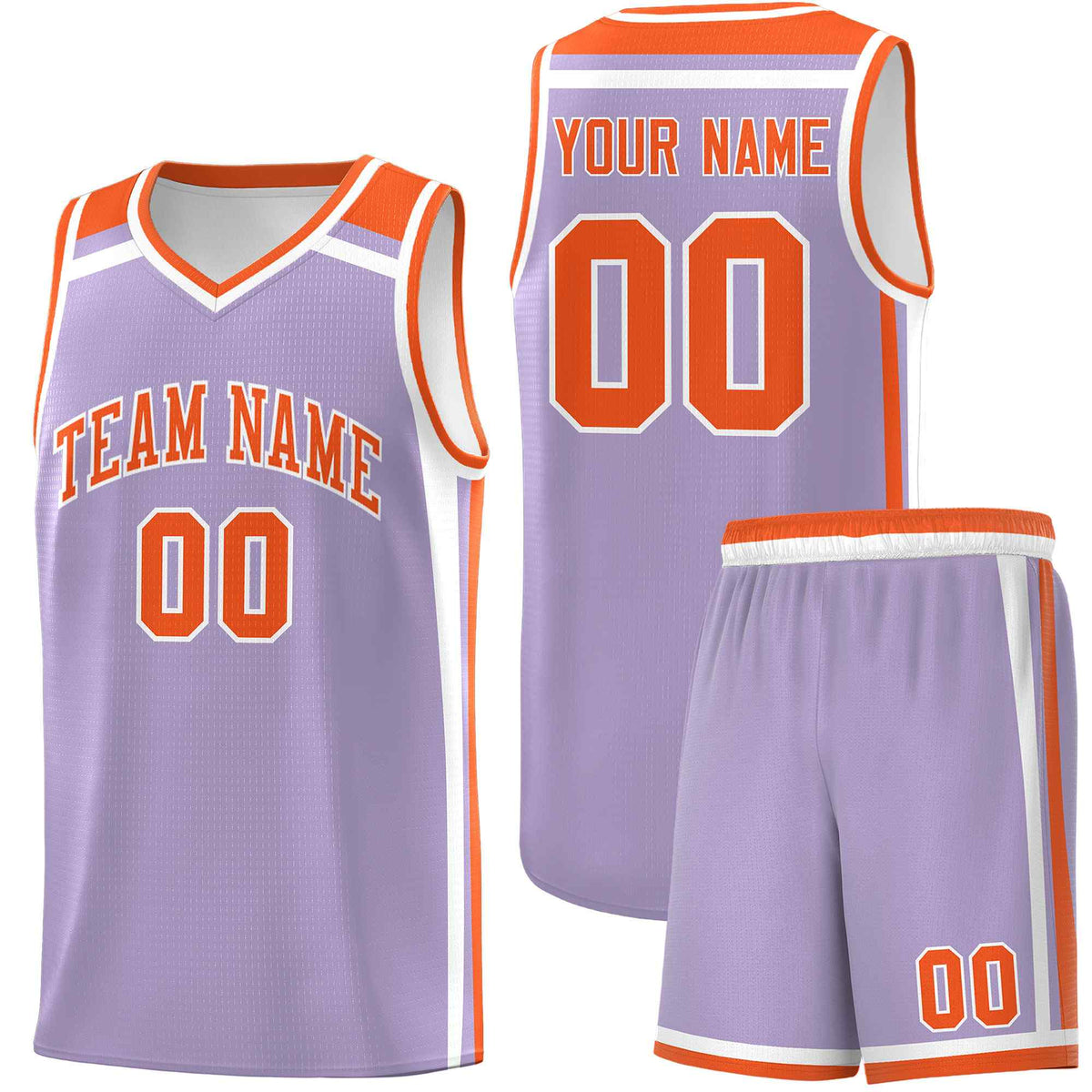 Custom Light Purple Orange White Trendy Color Charge Series Sports Uniform Basketball Jersey