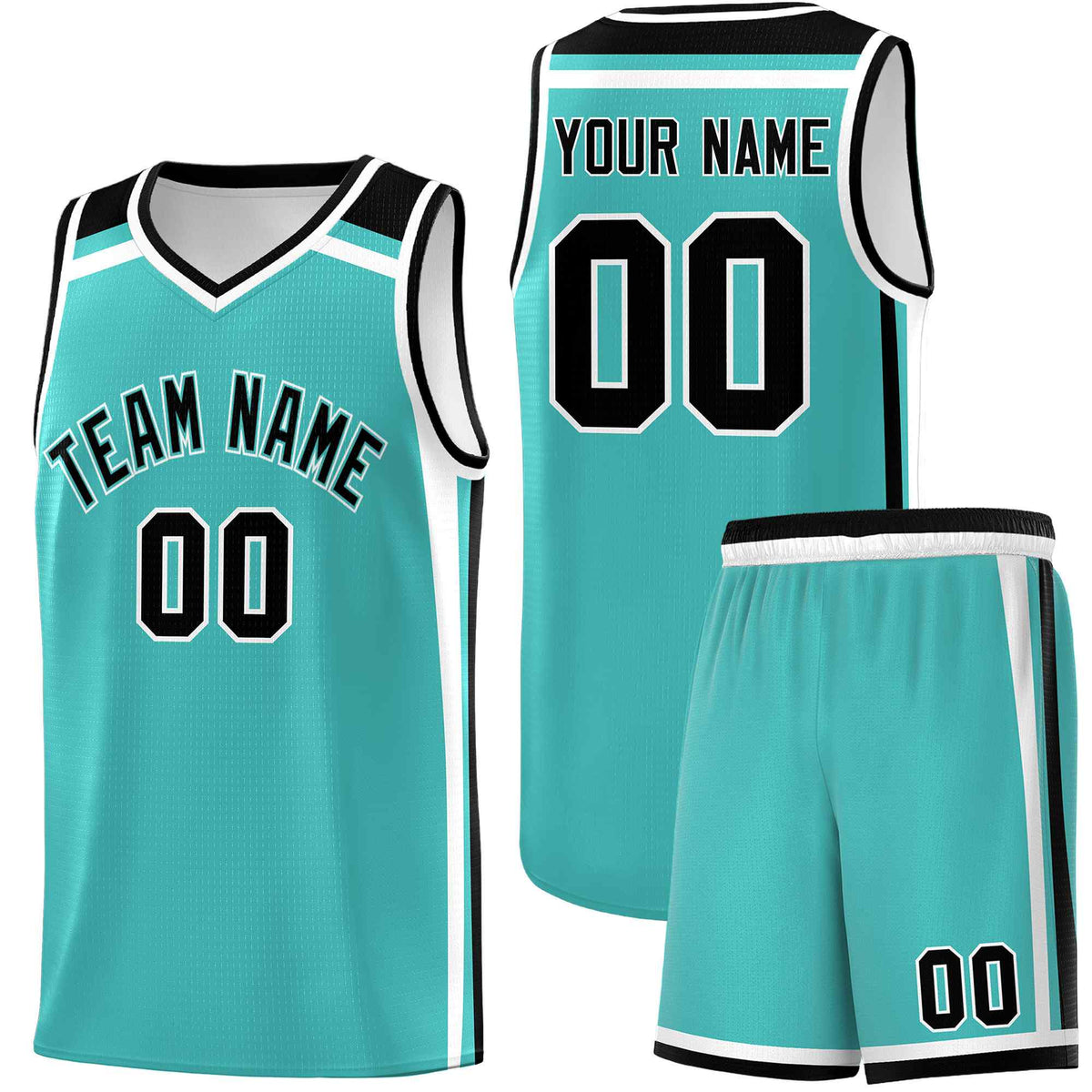 Custom Teal White Black Trendy Color Charge Series Sports Uniform Basketball Jersey