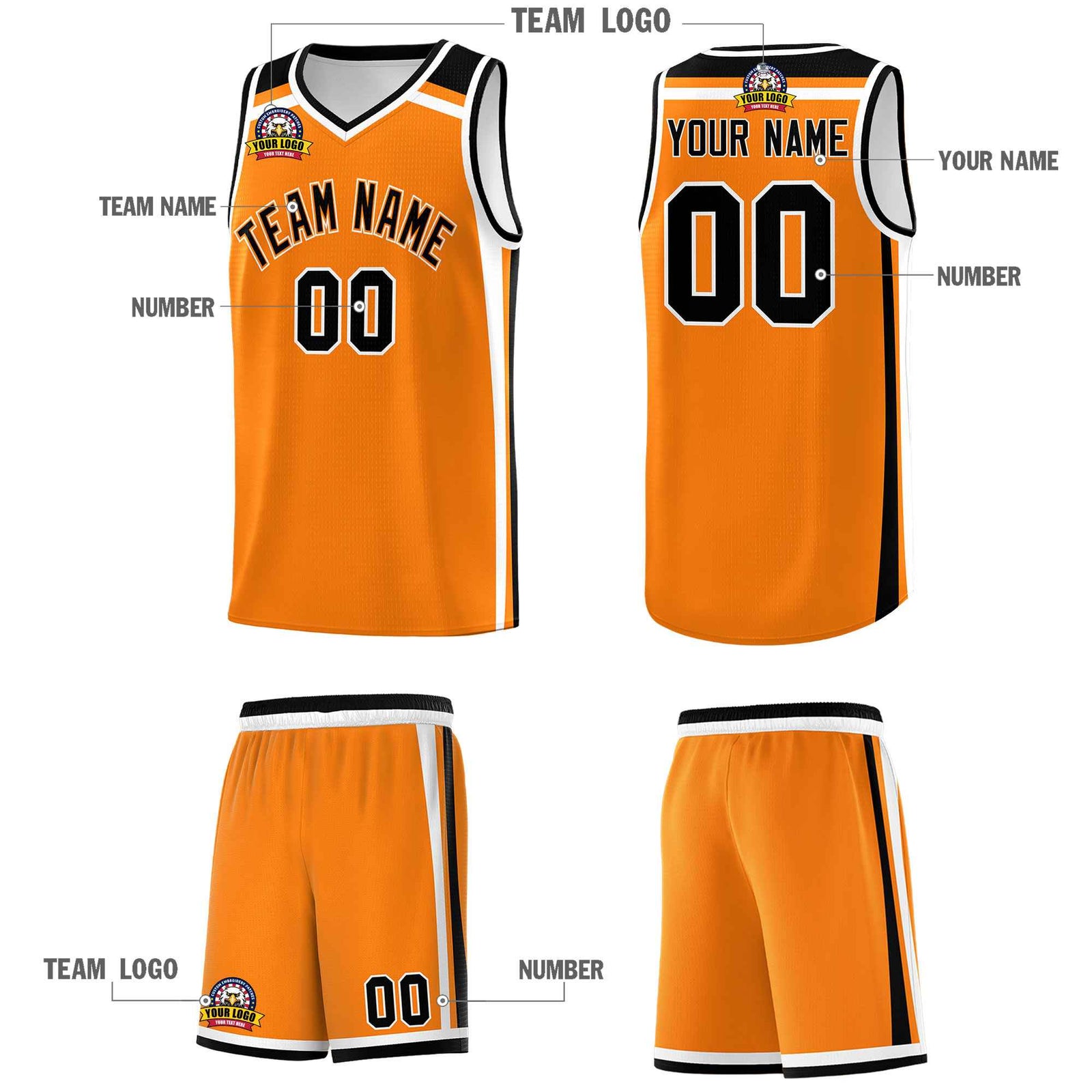 Custom Orange Black White Trendy Color Charge Series Sports Uniform Basketball Jersey