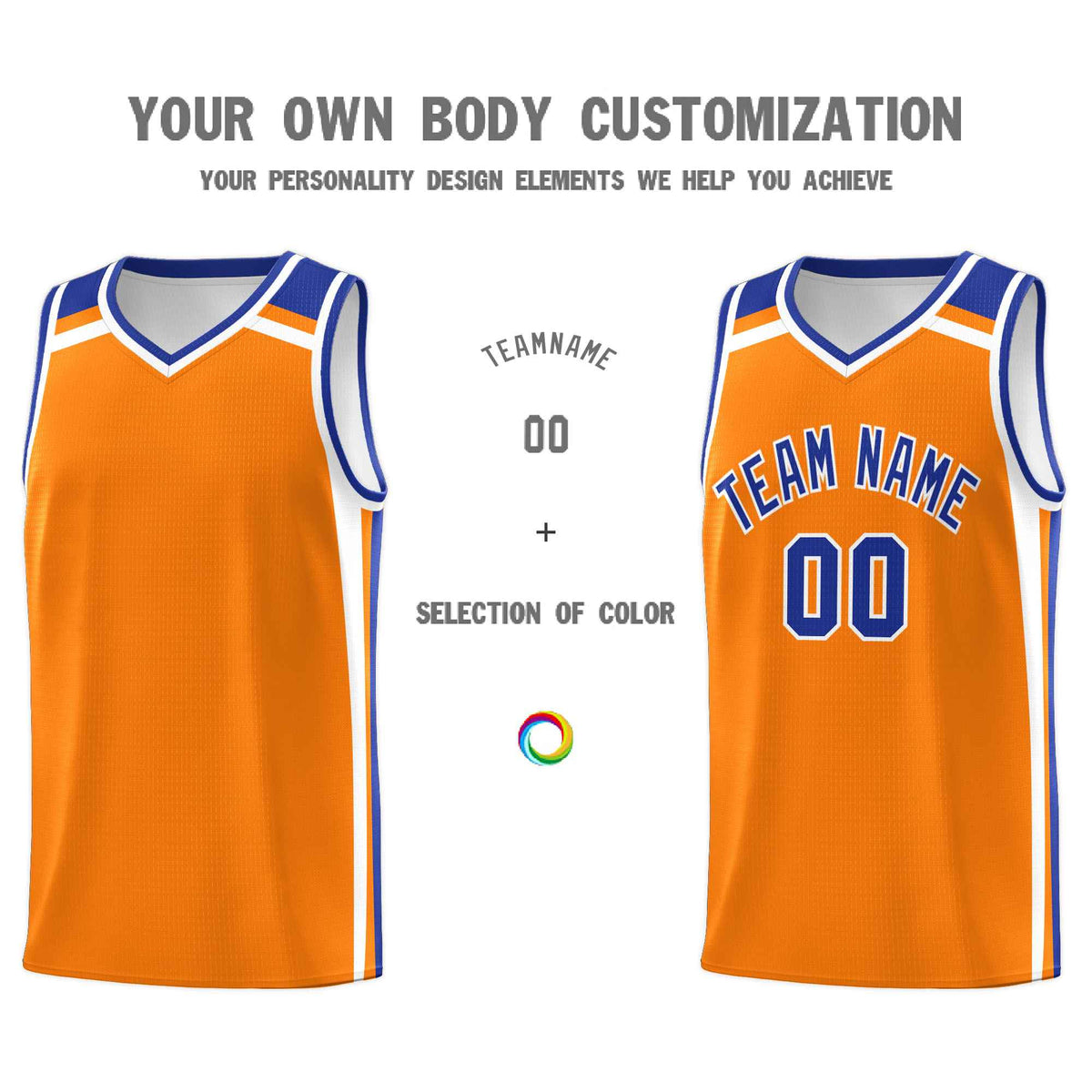 Custom Orange White Royal Blue Trendy Color Charge Series Sports Uniform Basketball Jersey