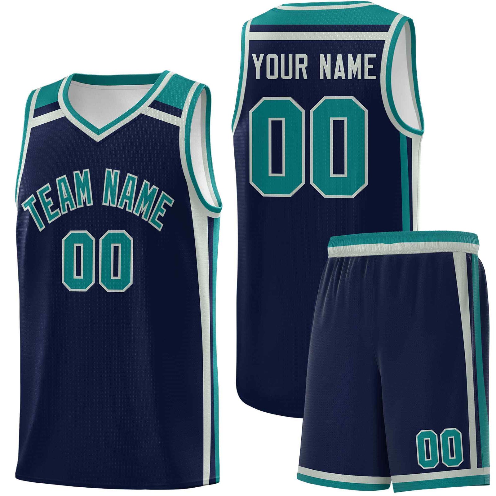 Custom Navy Gray Teal Trendy Color Charge Series Sports Uniform Basketball Jersey
