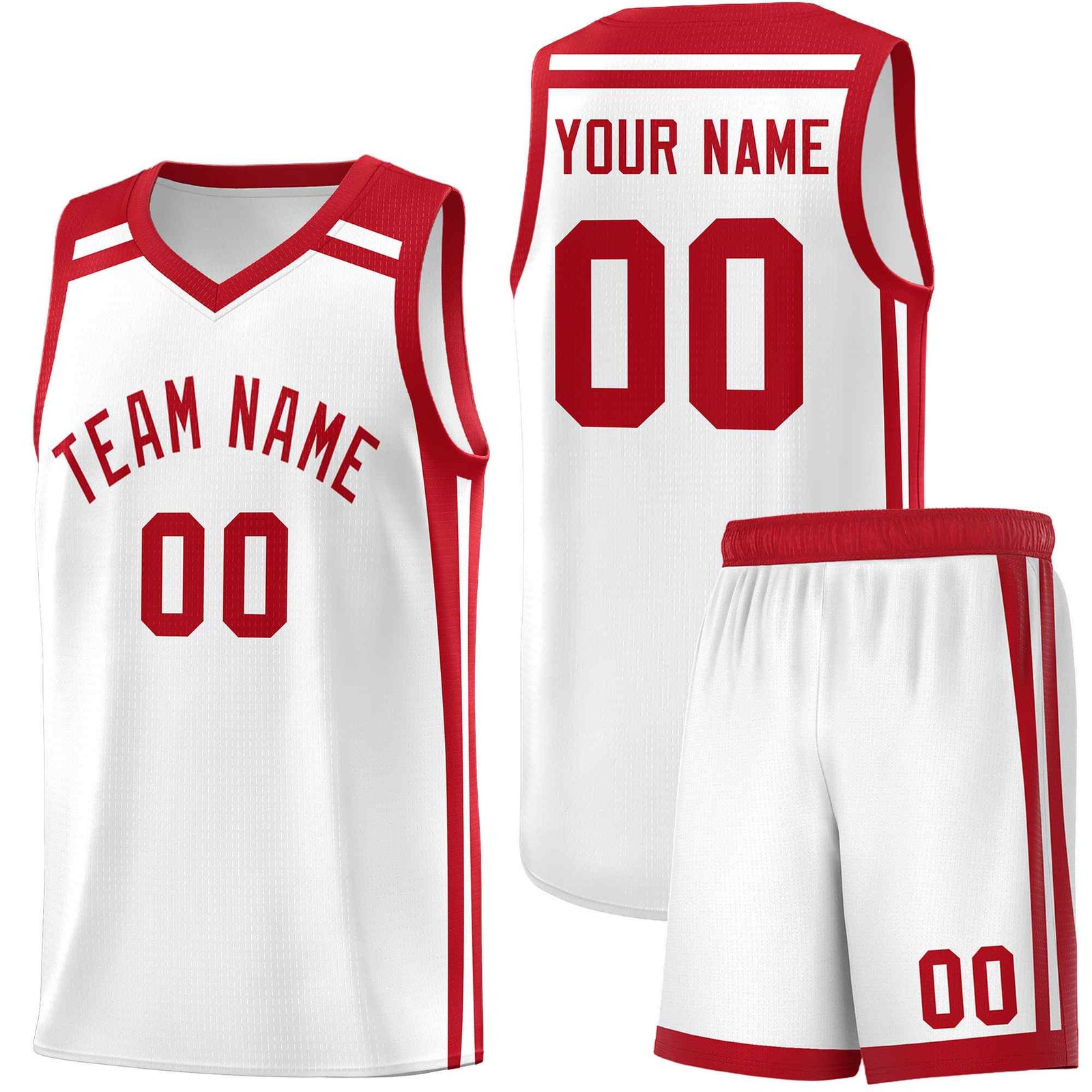 Custom White Red  Trendy Color Charge Series Sports Uniform Basketball Jersey