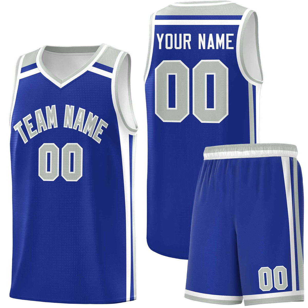 Custom Royal Blue White Gray Trendy Color Charge Series Sports Uniform Basketball Jersey
