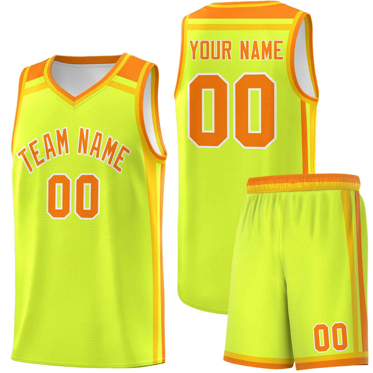 Custom Fluorescent Green Yellow Orange Trendy Color Charge Series Sports Uniform Basketball Jersey