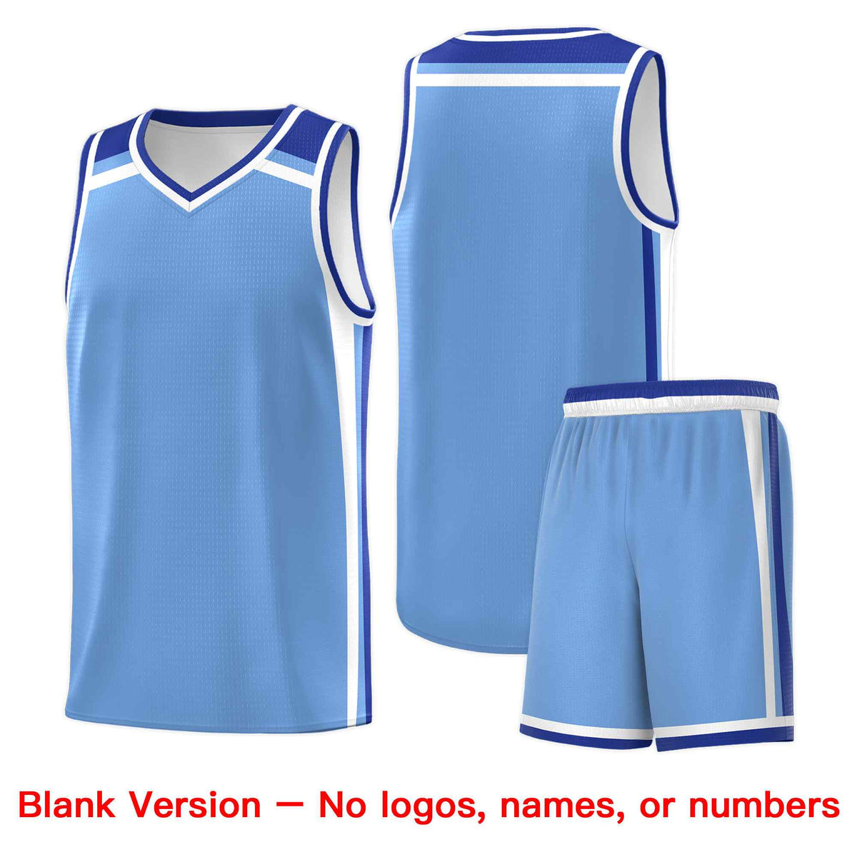 Custom Light Blue Royal Blue White Trendy Color Charge Series Sports Uniform Basketball Jersey