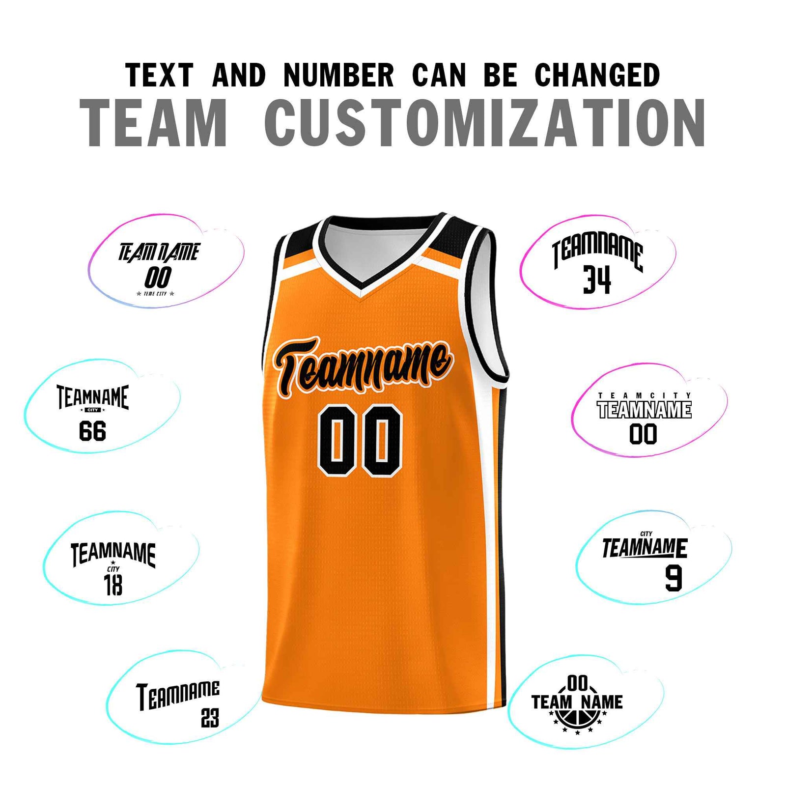 Custom Orange Black White Trendy Color Charge Series Sports Uniform Basketball Jersey