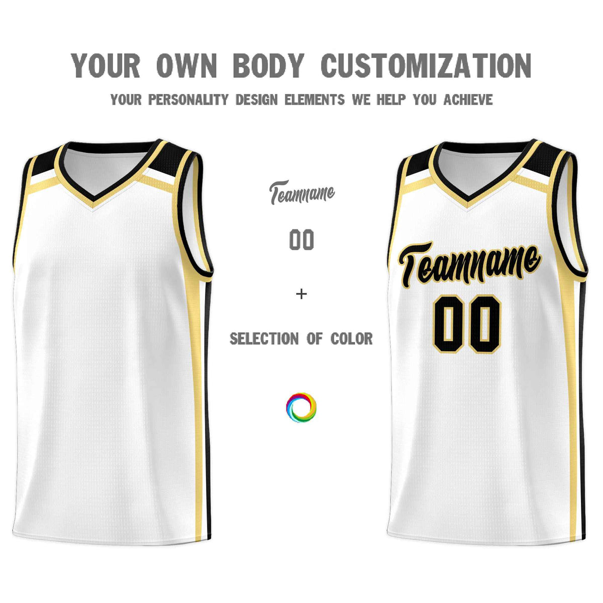 Custom White Khaki Black Trendy Color Charge Series Sports Uniform Basketball Jersey