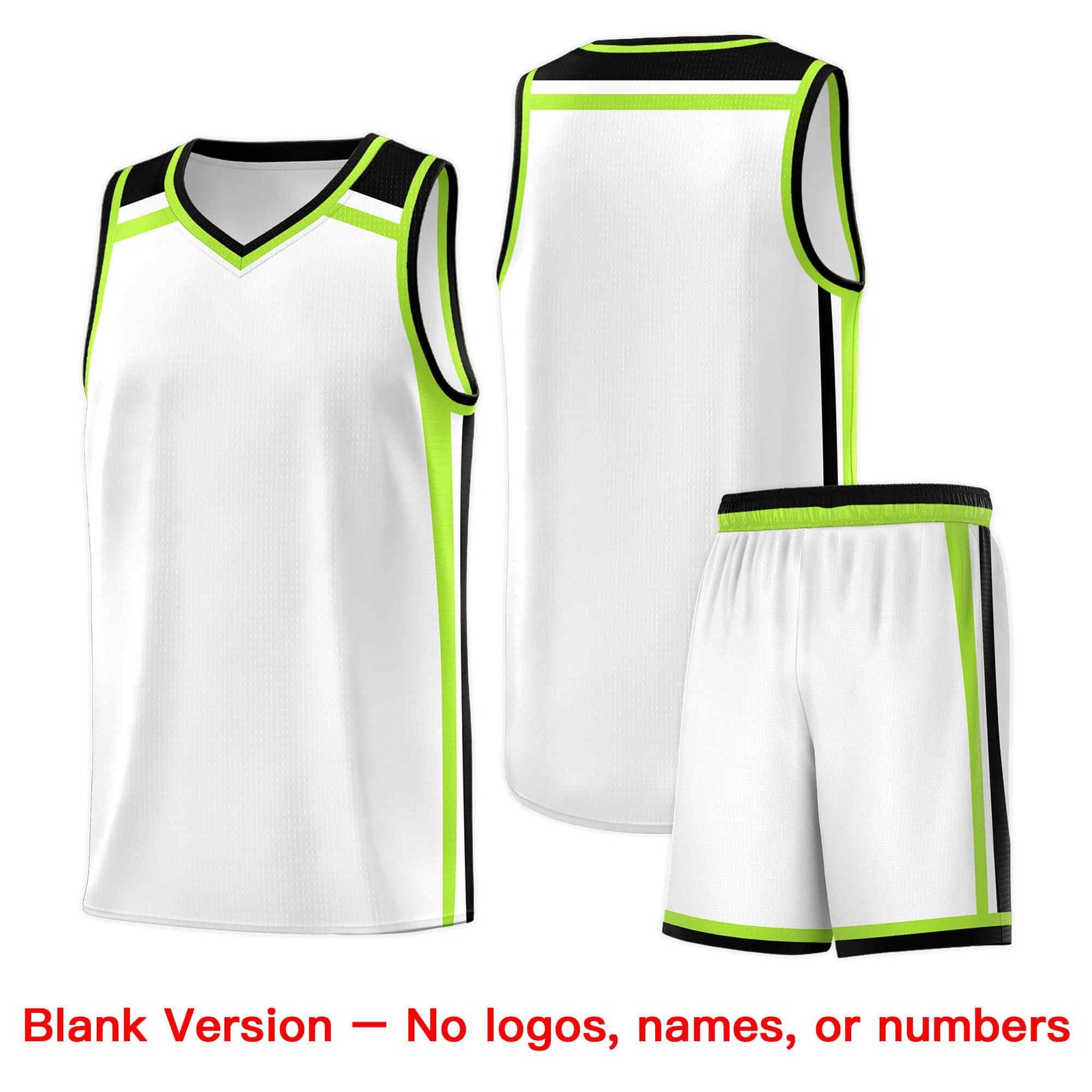 Custom White Black Neon Green Trendy Color Charge Series Sports Uniform Basketball Jersey