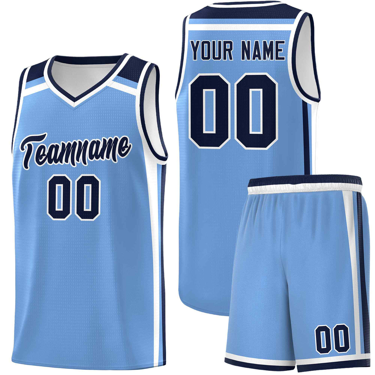 Custom Light Blue Navy White Trendy Color Charge Series Sports Uniform Basketball Jersey