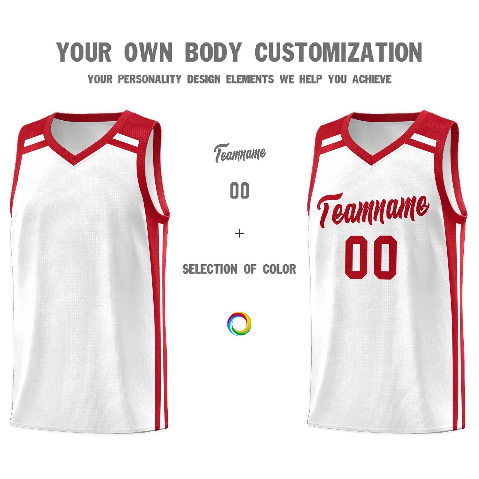 Custom White Red  Trendy Color Charge Series Sports Uniform Basketball Jersey