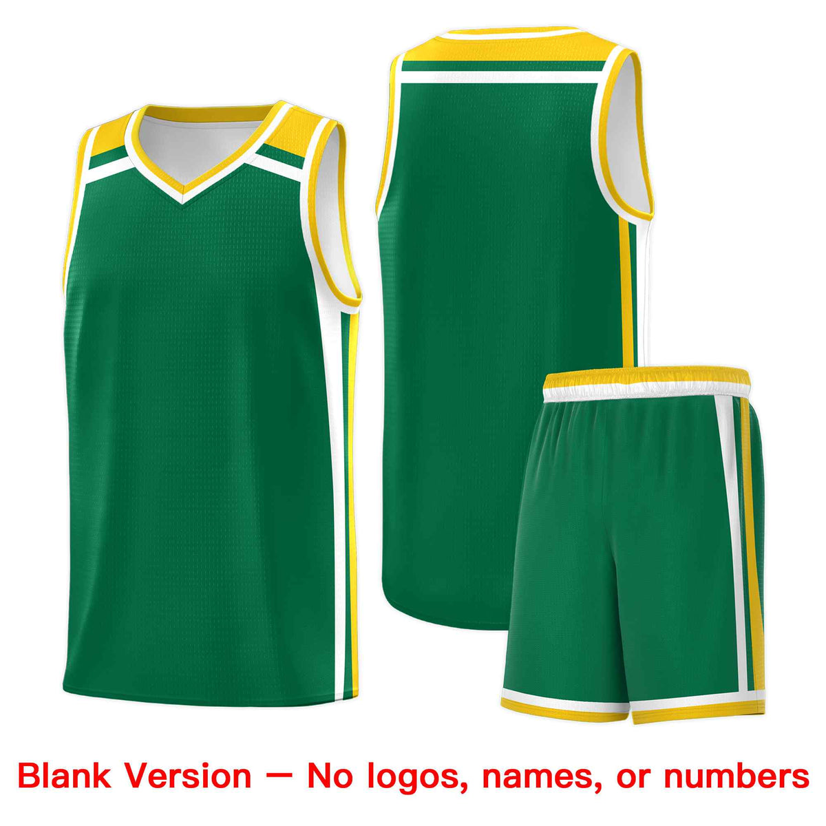 Custom Kelly Green Gold White Trendy Color Charge Series Sports Uniform Basketball Jersey