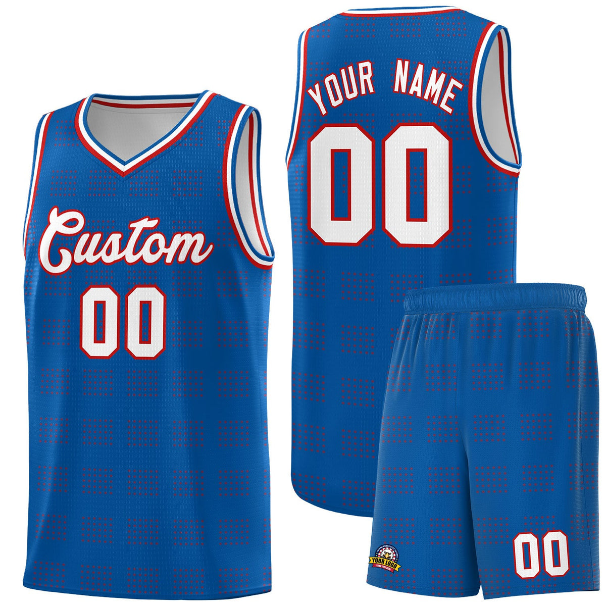 Custom Royal Red Trailblazer Dot Pattern Sports Uniform Basketball Jersey